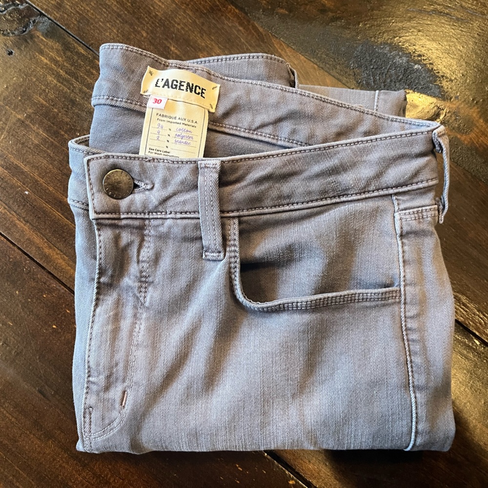 L’AGENCE Margot High Rise Skinny Gray Jeans SZ 30
